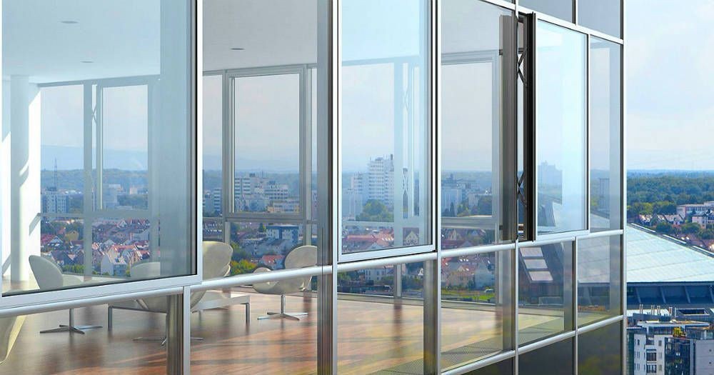 5. Facade glazing - glass walls on high-rise buildings.